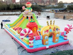 糖果兒童充氣滑梯游樂園設備14x7x6.5